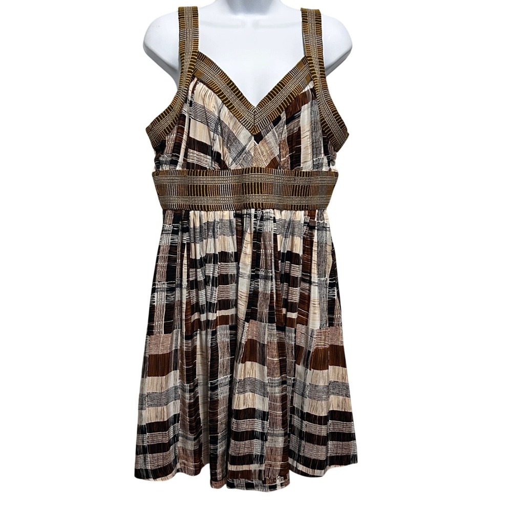 Anthropologie Plenty by Tracy Reese Silk Mini Flare Babydoll Dress 8 Abstract